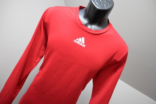 Adidas Gym Shirt Aeroready Performance Red Long Sleeve Athletic Mens Sz Large - Picture 4 of 9