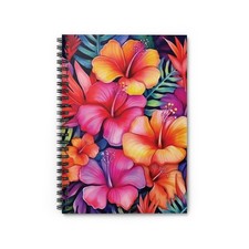 Tropical Hibiscus Spiral Notebook Floral Journal 6x8 Ruled Notebook
