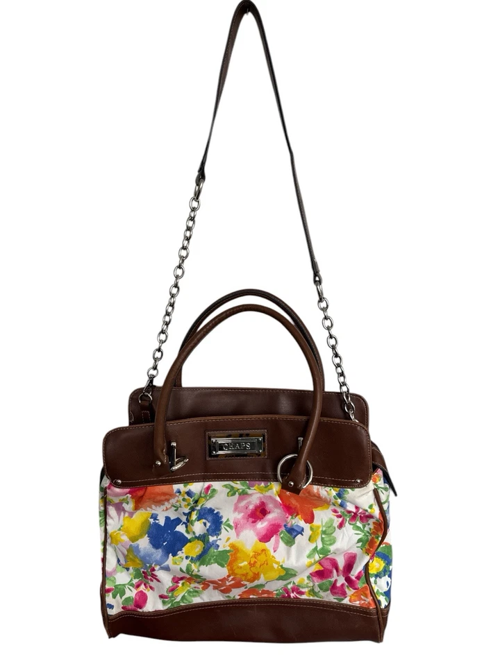 Bolso de Hombro Chaps Ralph Lauren Colorido Estampado Floral Tela y Cuero Vegano Foto 2 de 4