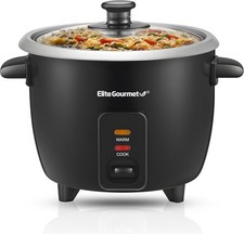 Deluxe 6-Cup Rice Cooker with Non-Stick Pot & Keep Warm Function in Black