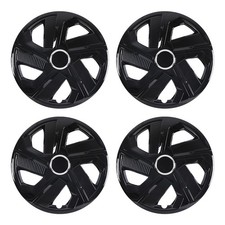 Set Of 4 16 Black Hub Caps Wheel Rim Covers Fit R16 Tire Steel Rim Snap On