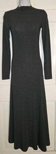 ZARA gray Heather Poly Stretch Mock Neck Pullover Slim Fit Midi Long Dress S