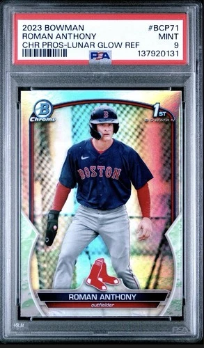 2023 Bowman Chrome Roman Anthony #BCP-71 Lunar Glow Refractor (RC) PSA 9