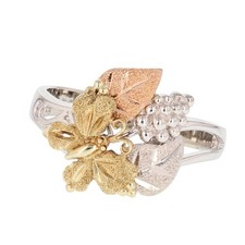 15.1mm Textured Butterfly  Leaves Ring 14k Multi-Tone Gold 4.31 Grams Size 7.75