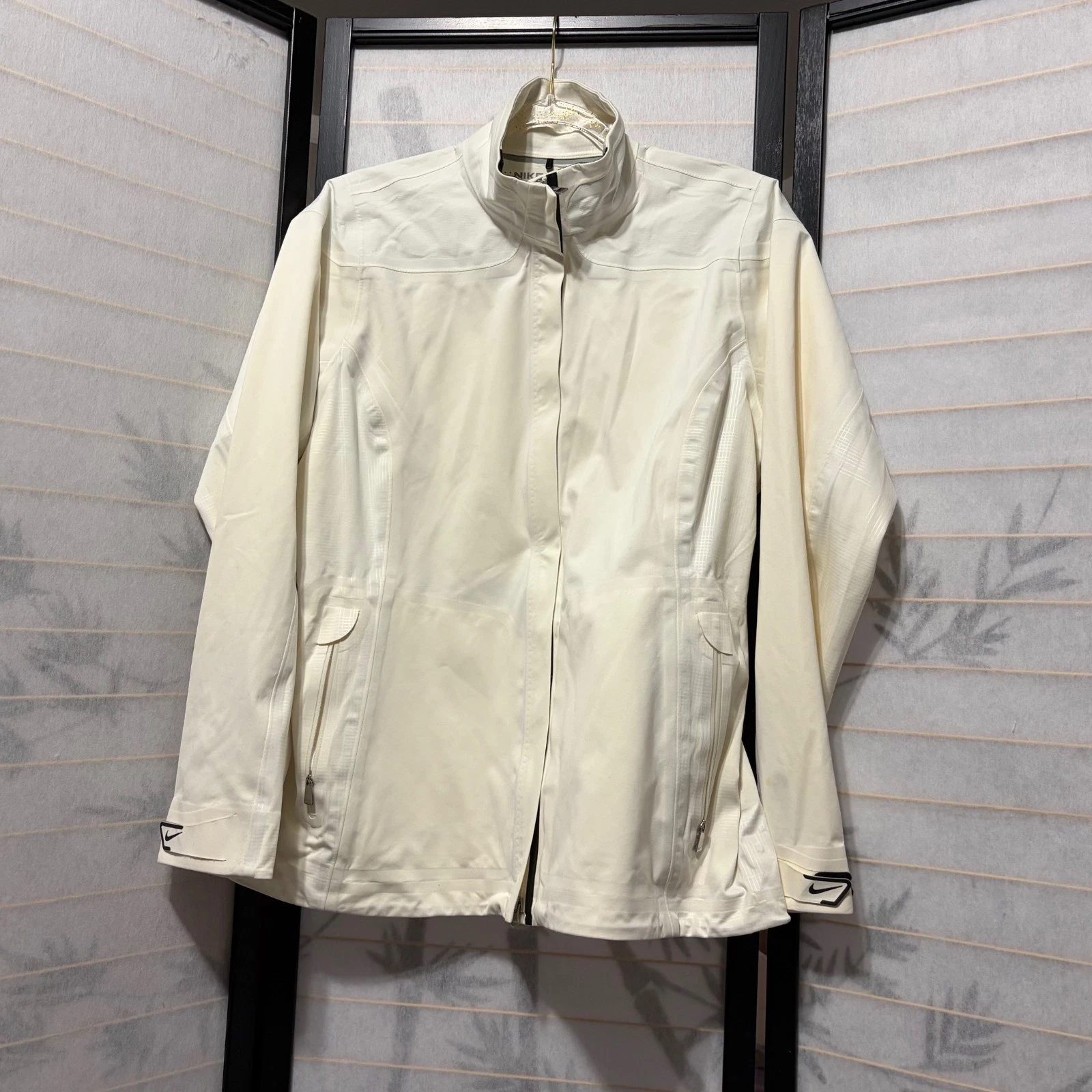 Nike Golf Storm-Fit 10 Jacket Women's Large White Full Zip Waterproof Rain Coat