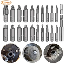 22PCs All-Purpose Damaged Stripped Screw Extractor Set HSS Broken Bolt Extractor