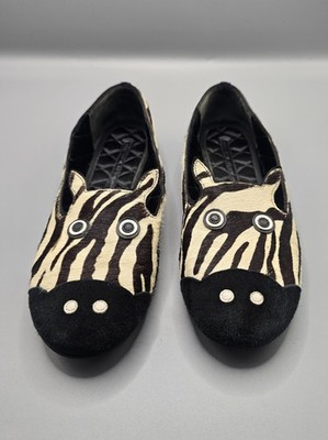 VTG Y2K ZEBRA PONY HAIR FACE MARC JACOBS LOAFERS FLATS SHOES CAT SZ 39 8.5 