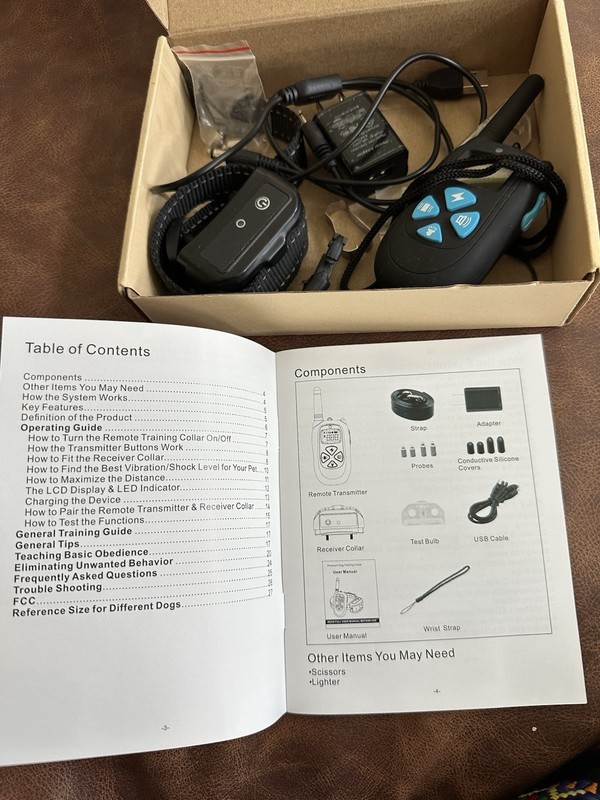 Dog Training Collar Remote & Receiver Kit w/ User Manual, Black