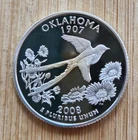 2008-S 25c Oklahoma State 90% Silver Proof Quarter BU - Toning