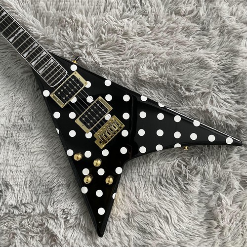 Unbranded White Dot Style V Shape Electric Guitar Left Handed Mahogany Neck&Body - Picture 3 of 7