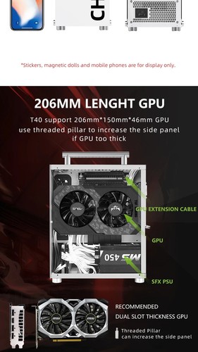 ITX Black Case 7L Gaming Computer Chassis Compact transparent PC Support SFX - 第 13/27 張圖片