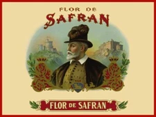 Vtg Look Flor de Safran Cigar Box Label NEW Metal Sign: Safran Flower Theme