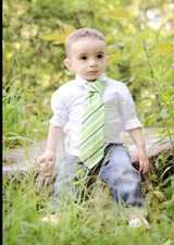 Boys Neck Tie Photo Prop Small Shop Adjustable Size 2-6 Years Old Green Stripe