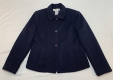 VTG 90s Jones New York Fitted Blazer/Jacket Dark Blue Wool/Mohair Blend 10 EUC