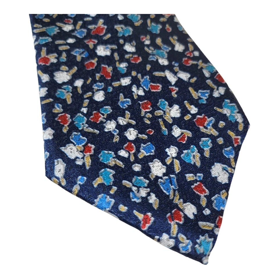 Галстук Mikael York сделано в США темно-синий абстрактный красный желтый галстук геометрический  - Изображение 2 из 4