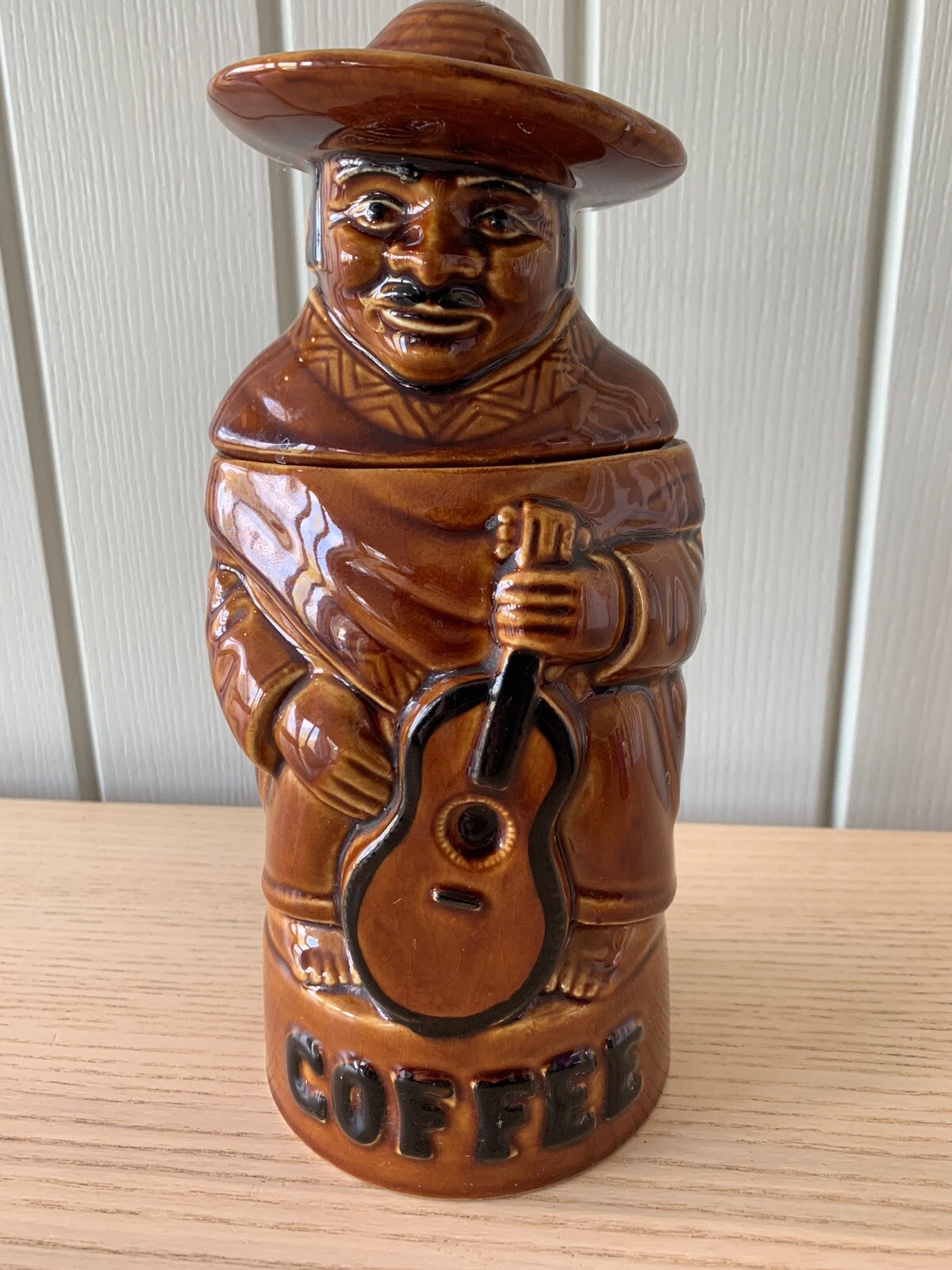 Ceramic Storage Jar Coffee South American figure P&K Made in England 9 ins tall
