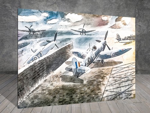 Eric Ravilious Spitfires at Sawbridgeworth RAF CANVAS PAINTING ART 305 ...