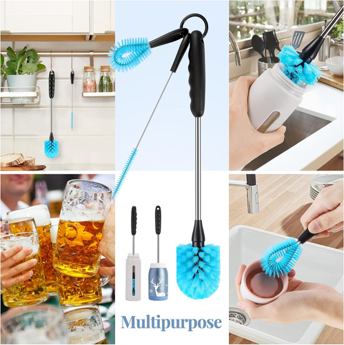 Water Bottle Brush Set, Long Handle 3-In-1 Stainless Steel Water Bottle Scrubbin - 第 7/10 張圖片