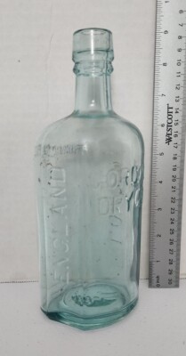 Rare Antique Gordon's Dry Gin London Blue Glass Bottle Early 1913