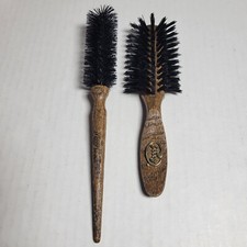 VTG GOODY Lot of 2 Blow Styling Brushes Round Nylon Bristles Faux Woodgrain