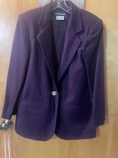 Sag Harbor Vintage Wool Single Button Blazer Sz 10 M PURPLE dinner suit jacket