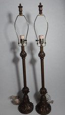 Table Lamps 32.5 in Set of 2 Bronze Leaf Pattern Color Skinny Living Dining Room