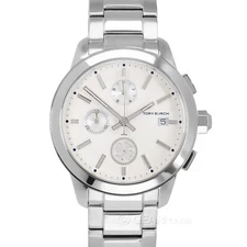 New in box Tory Burch Silver Collins 38mm Chronograph Watch