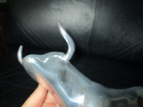 Large 12" Vintage Hoselton Aluminum Bull Sculpture Figurine Signed Canada - Picture 6 of 11