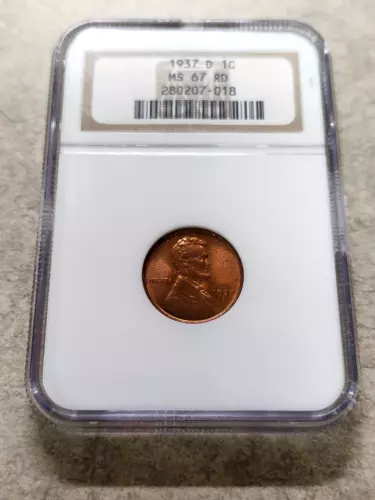 1937-D Wheat Cent - MS67RD - NGC - Rich Red Tones