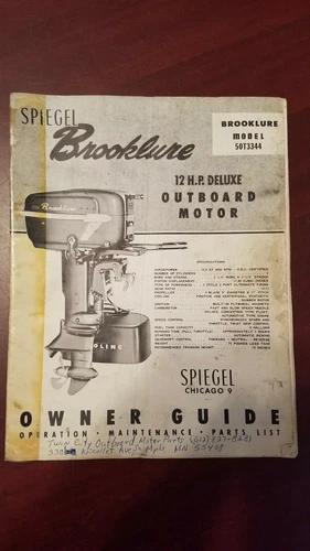 Spigel Brooklure Outboard Motor Owner Guide Manual Model L 12 HP
