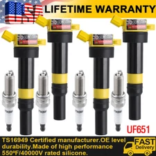 4x Ignition Coils UF651 & Spark Plugs 9723 For Hyundai Elantra Tucson Kia Soul