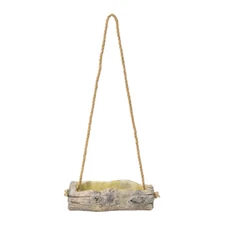 THE JOY TREE Hanging Planter - Cement Log Planter, Sturdy Hang Rope, 9" Long