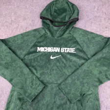 Michigan State Spartans Hoodie Mens Medium Green Nike Dri Fit Sweater Camo MSU
