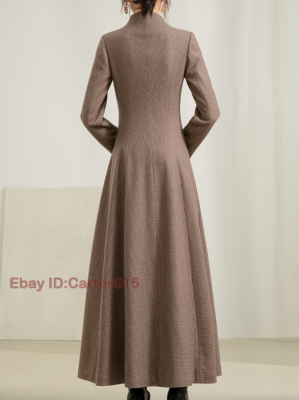 women's brown dress coat Doreen 15 |Vest-Layered 100% Wool Coat