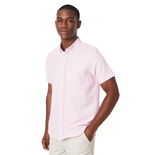 Maine Mens Fine Stripe Oxford ShortSleeved Shirt (DH7388) eBay