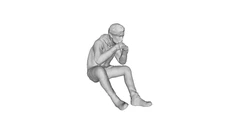 Printle S Homme 986T--Man Sitting Hunched Forward Figure for Dioramas Train Sets