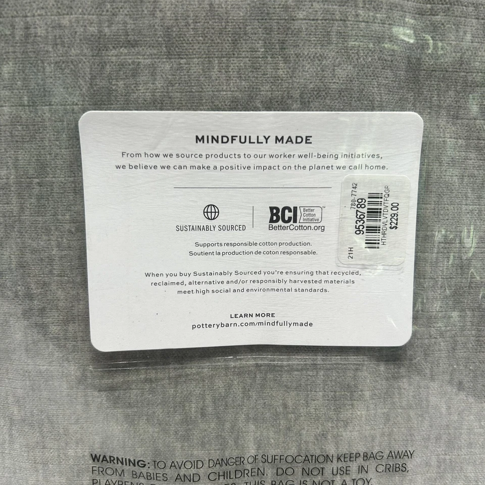 Funda nórdica Pottery Barn Hudson gris jaspeado terciopelo reina completa 100 % algodón NUEVA Foto 4 de 4