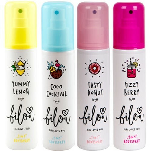 Bilou 2in1 Bodyspray Deodorant Fizzy Berry - Yummy Lemon - Tasty Donut - Coco