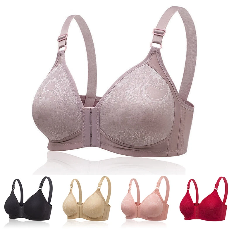 Ropa interior para mujeres mayores cierre frontal chaleco sujetador push-up sin alambres sin aros↔ Foto 2 de 4