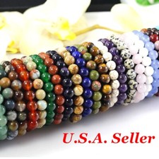 Handmade Gemstone Round Beaded Stretch Bracelet 7.5" Natural Stone Gift