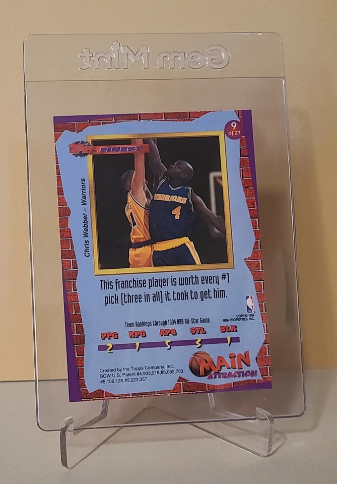Chris Webber - 1993 Topps Finest Main Attraction - Rookie - MINT  - Image 2 of 2