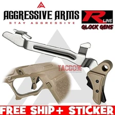 AGGRESSIVE ARMS FDE BLACK BILLET ALUMINUM TRIGGER & BAR Gen 5 GLOCK 17 19 26 45