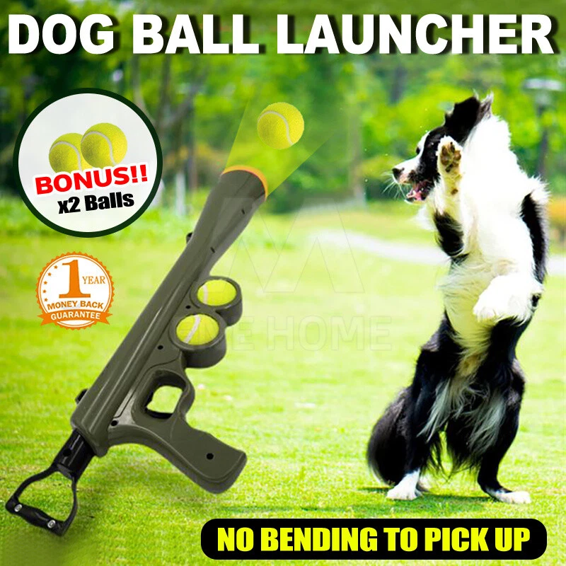 Dog Tennis Ball Gun Launcher Pet Play Outdoor Toy Fetch Throw
