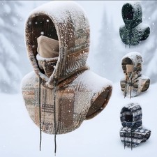 Winter Fleece Balaclava Hat for Men Women Full Face Covering Scarf Hood Ski Mask