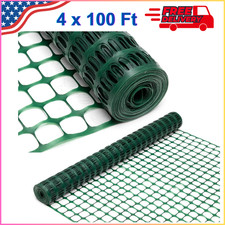 4 x 100Ft Green Plastic Mesh Fence Roll Barrier Netting For Construction Fencing