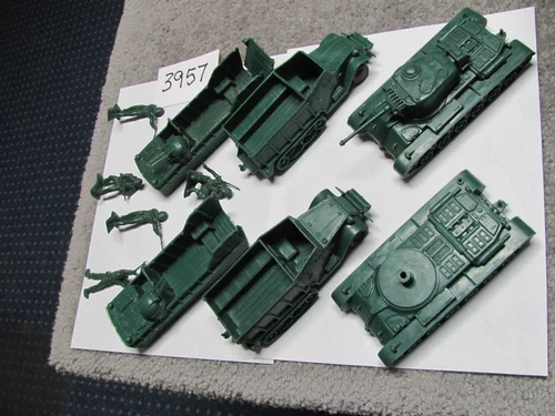 Marx Battleground Military Vehicles Tank ½ Track Jeep Vintage LOT 1/32 #3957