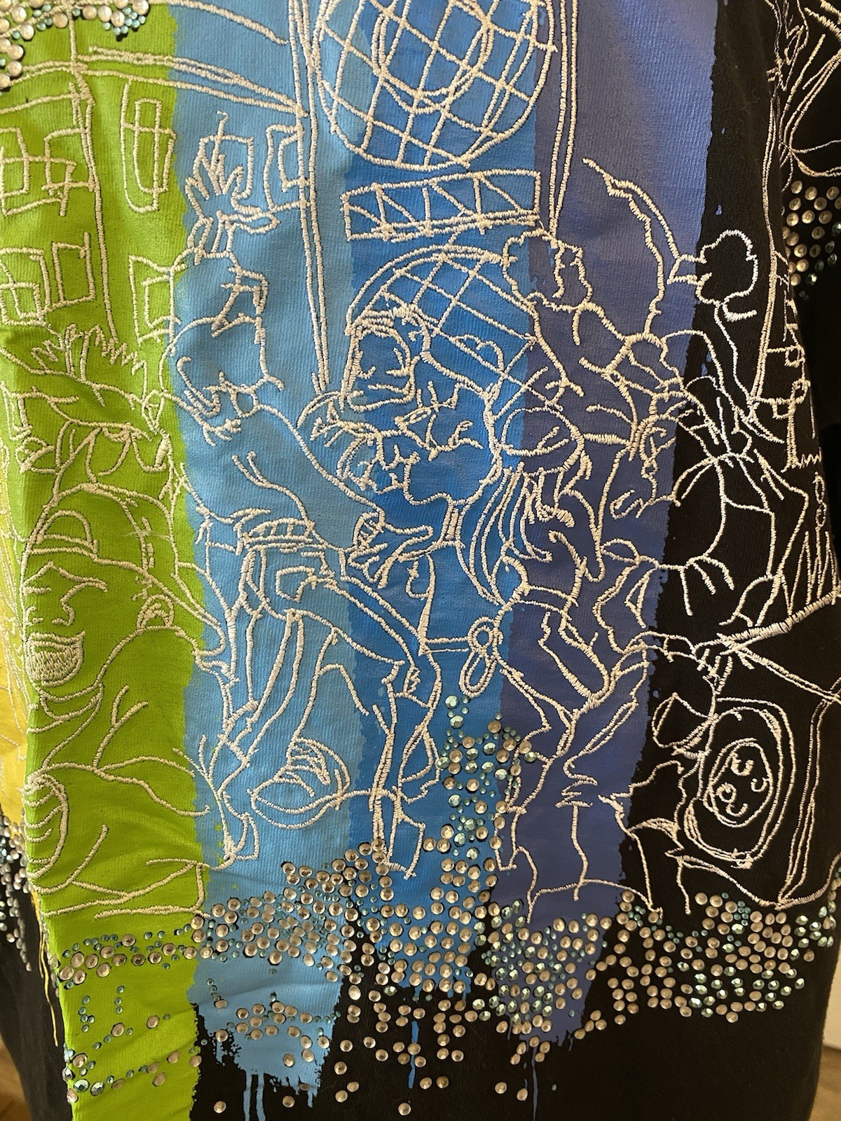 Johnny Blaze Multicolored T-Shirt Y2K Vintage Party Blvd Sequin Men's Size 3XL