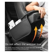 1x Car Armrest Cushion with Storage Pockets for Most Cars PU Leather Durable