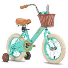 JOYSTAR 12 Inch Kids Bikes with Training Wheels & Basket, Vintage Girls Bike for