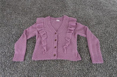 Evsie Sweater Youth XS Ruffle Button Cardigan Long Sleeve Soft Knit Lightweight
